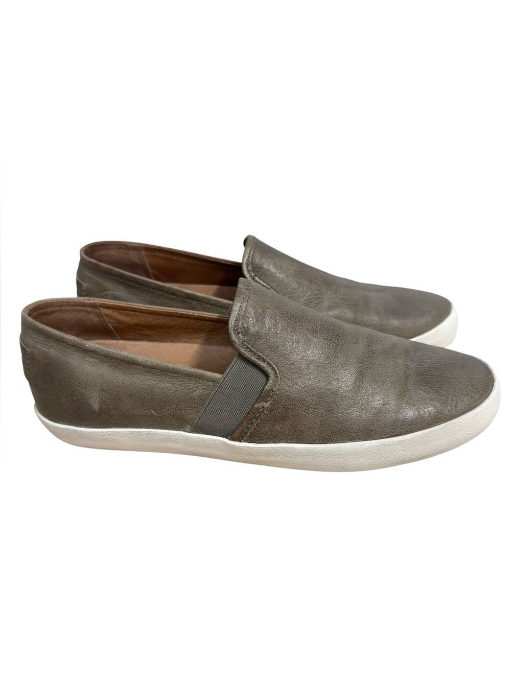 Frye Dylan Slip On Sneakers Gray Distressed Leather Casual Shoes Women US 8.5 - Picture 2 of 10